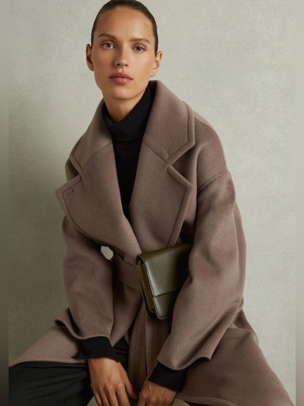 Reiss Bridget wool blend coat mink neutral NWT